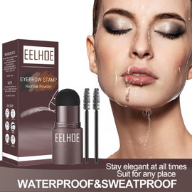 CTDMJ Eyebrow Stamp Stencil, Eyebrow Powder Stamp, with 10 Stencils & 2A Eyebrow Colouring Brushes, Reusable Eyebrow Tattoo Powder Set, Waterproof (Black + Dark Brown)