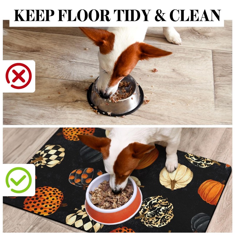 Cuslnox Fall Dog Food Mats for Floors, Absorbent Dog Bowl