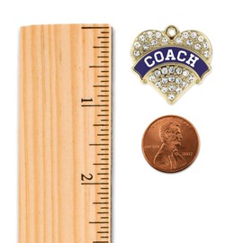 Inspired Silver - Coach - Navy Blue and White - Gold Braided Bracelet for Women - Pave Heart Charm Bracelet Jewelry Gift with Cubic Zirconia - Women's Charm Bracelet with Lobster Claw Clasp