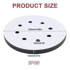Pack of 2 Sponge Interface Pads, Polishing Sponge 125 mm Velcro, 5 Inch 8-Hole Soft Sponge Interface Pads, Sanding Disc, Polishing Pad, Soft Pad for Sanding Plates, Polishing Plates, Sandpaper Velcro