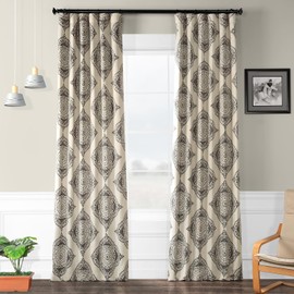 HPD Half Price Drapes Printed Room Darkening Curtains for Bedroom, Living Room 50 X 96, BOCH-KC27B-96 (1 Panel) Henna Black