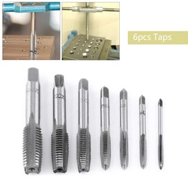 Tap, 7 Pieces Metric Screw Tap Taps M3, M4, M5, M6, M8, M10, M12, Bearing Steel Hand Tap Set, Straight Flute Tap M3-M12