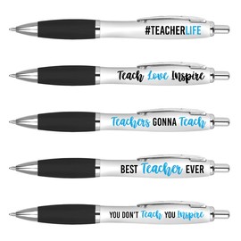 DV DESIGN 5 x Funny Teacher Pens - School Teaching Teach Quotes Office Secret Santa #75722