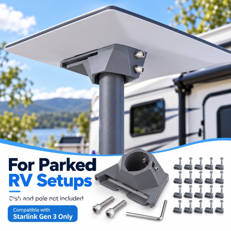 Starlink Gen 3 Mount Pipe Adapter with 20pcs Clips –