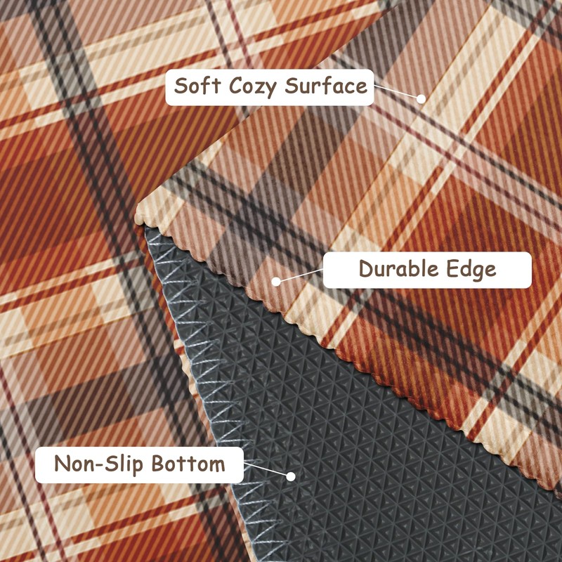 Fall Plaid Doormat Autumn Burnt Orange Buffalo Check Area Rugs