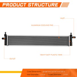 PM PERFORMOTOR Radiator Compatible with 2010-2012 Lexus HS250H, 23-5/8" W X 3-7/16" H X 7/8" D, 11/16" Inlet/Outlet
