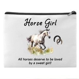 Angel's Draw Home Sport Makeup Bag Cute Small Animal Cosmetic Bags for Women, Travel Toiletry Bag Large Capacity Zipper Makeup Pouch, Purse Organizer Pouches, 08-Horse 2, Large Capacity Aesthetic