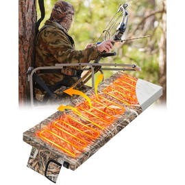 Remagr Heated Two Person Tree Stand Seat Cushion 37.4''x13.8'' /18''x10'' Thick 2.8in Ladder Tree Stand Seat Replacement Pad Foldable Waterproof Gifts for Outdoor Camping Deer Hunting(Leaves)