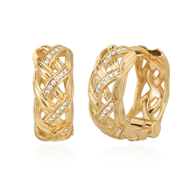 LADYGD Hoop Earrings for Women Trendy 14K Gold Plated Cubic