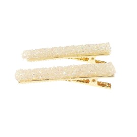 Girls Ladies Pair of 2 Crystal Encrusted 6cm Croc Alligator Concord Hair Clips (Pink)