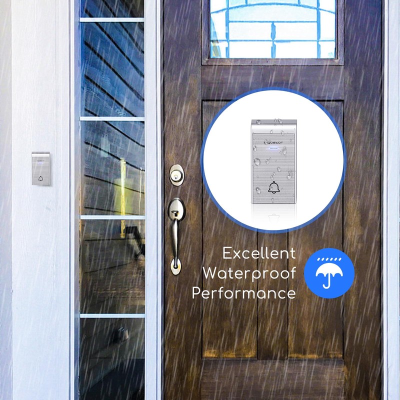 Aigostar doorbell, waterproof portable wireless bell set, doorbell kit, wireless