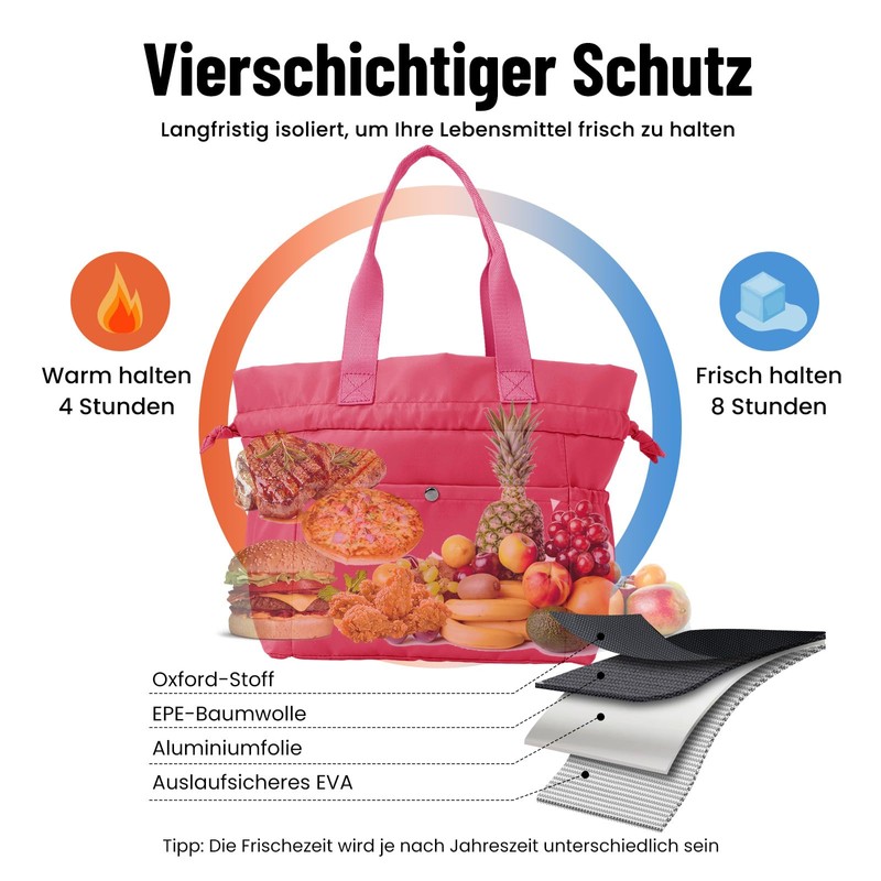 Lunch Bag Women Drawstring Insulated Carry Bag Bento Boxes Large