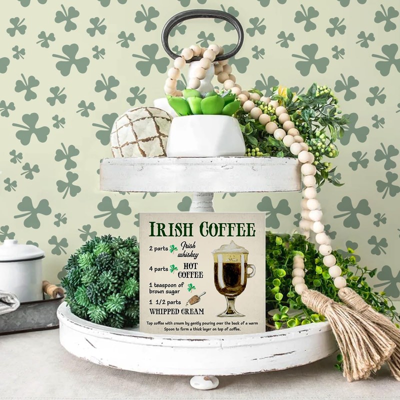 Coffee Decor, St. Patricks Day Irish Coffee Wooden Sign Home