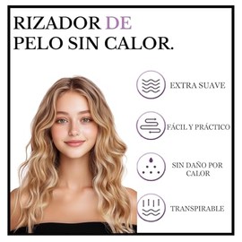 Mythya Rizador de Pelo, 5 PCS Rizador de Pelo Sin Calor, Bandas para Rizar Sin Calor Durante la Noche para Pelo Largo, Medio y Corto, Herramienta de E