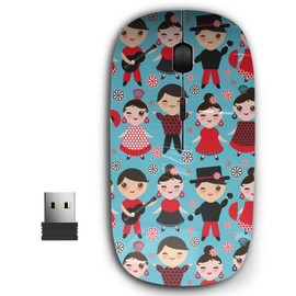 KAWAMOUSE 2.4G Ergonomic Portable USB Wireless Mouse for PC, Laptop, Computer, Notebook with Nano Receiver (Spanish Flamenco Dancer)
