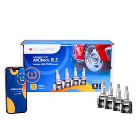 Schrader TPMS 29501-4 AirCheck BLE - Kit de coche de pasajeros - 4 sensores Bluetooth TPMS, monitoreo de presión de neumáticos en tiempo real basado en aplicaciones en tu teléfono inteligente, ideal