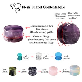 Longbeauty Natural Stone Flesh Tunnel Ear Plugs 6 mm - 16 mm Set of 22