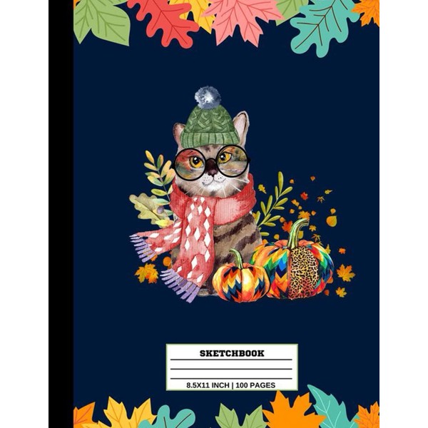 Cat And Pumpkin Sketchbook: Autumn Personalized Sketchbook Journal Drawing, Doodling,