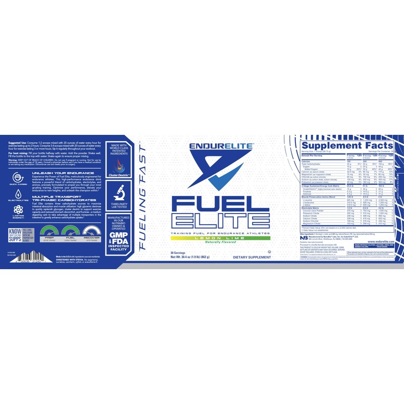 EndurElite Endurance Fuel Elite Pre Workout Electrolyte & Carbohydrate Powder