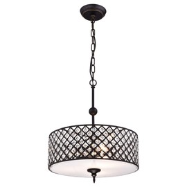 Warehouse of Tiffany IMP52E/3AC Mahav Antique Copper 3-Light Crystals Chandelier, 15.75" L x 15.75" W x 56.69" H