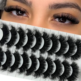 loladook Mink Lashes 20mm Big Long Full Strip Lashes Soft False Lashes Mink Fluffy Dramatic 3D Thick Volume False Eyelashes 10 Pairs Pack
