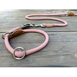 Leisegrün Adjustable Paracord Dog Collar | Nylon Collar | Model Devon | Pink | Size: M