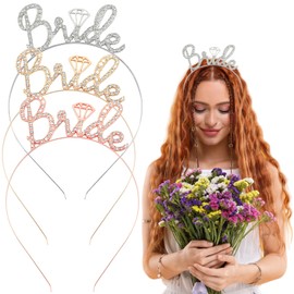 HIFANMM 3 Pcs Bride Crowns for Women, Wedding Headbands Shiny Rhinestones Metal Hair Bands, Gold Silver Rose Gold Hair Headband, Sparkling Diamond Sweet Wedding Accessories Hair Decoration