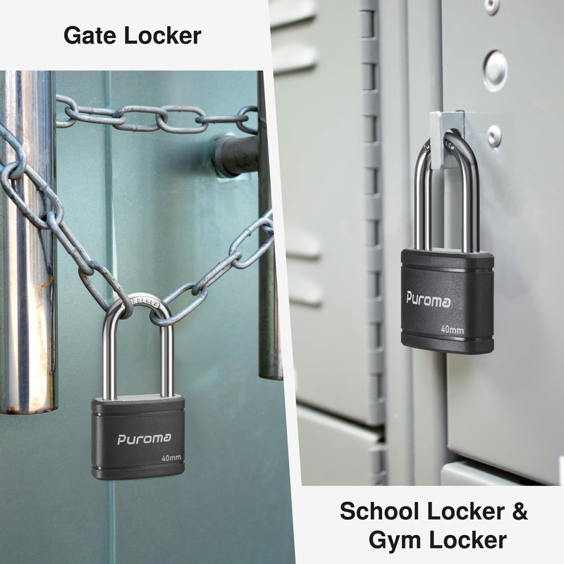 Puroma 2 Pack Keyed Padlock with 3 Keys Alike, 1.8