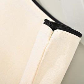 Canvas Zipper Makeup Bag, 9.84 x 6.69 inches, One Size