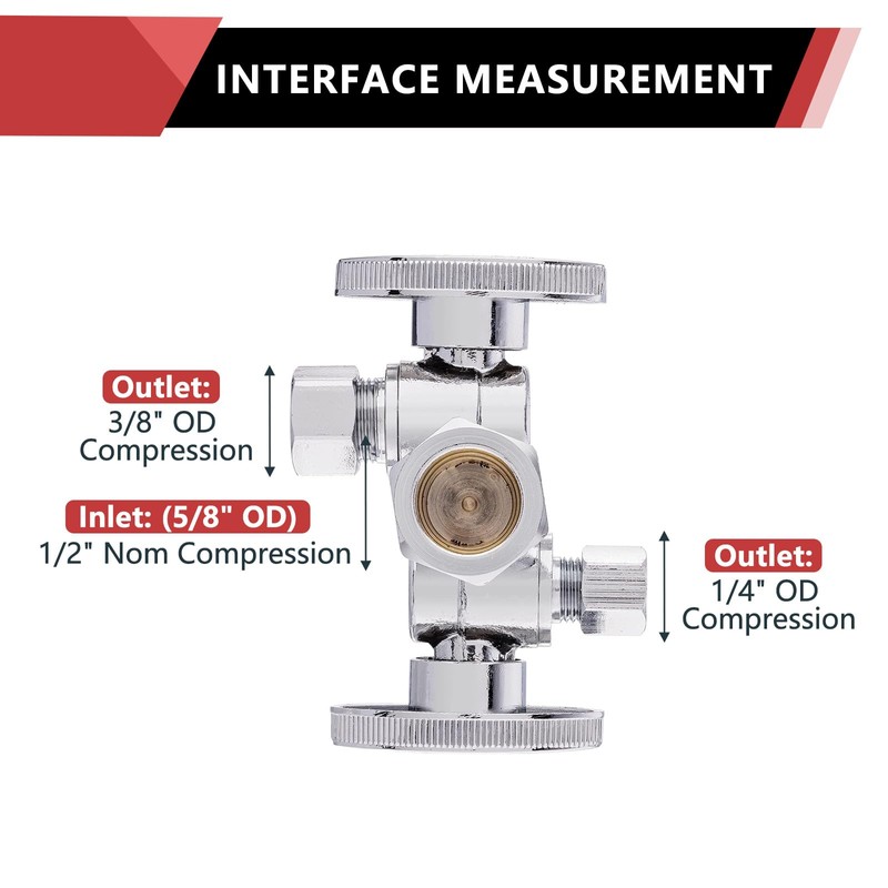 EFIELD 1/4-Turn Dual Compression Outlet Angle Stop Valve with 2