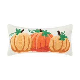 C&F Home Pumpkin Trio Hooked Throw Pillow 12" x 24" White