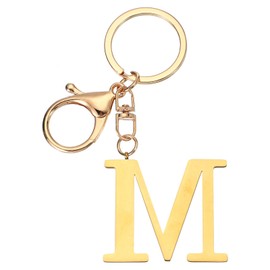 [PATIKIL] Initial Letter Key Chain Alphabet A-Z Keychain Initial Key Ring Cute Metal Alphabet Key Ring for Handbag Backpack Gold Color (M), M
