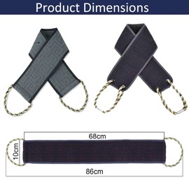 2Pcs Exfoliating Back Scrubber for Shower, 34 Inches Back Scrubber, Soft Shower Bath Scrub for Women and Men, Double-Side Use Exfoliate Washcloth Bath Tool to Scrub Your Body Deeply (Black Gray)