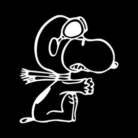 Gift Island Sticker Snoopy Pilot - Snoopy Pilot - Sticker for Cars and Motorcycles - Sticker for Bedroom - Suitable for All mac Models - Funny Pattern - Dimensions 9 x 10 cm (White)