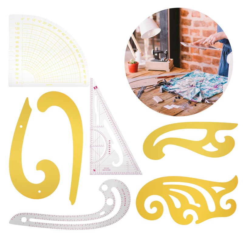 7pcs Sewing Rulers Kit French Curve Drafting Drawing Template Straight