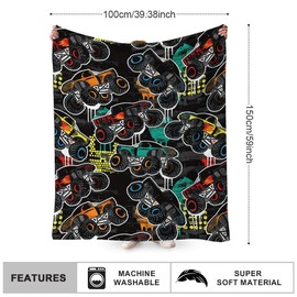 FYDZBSL Monster Tuck Blanket Throw, Monster Tuck Blanket Gift for Kids, Soft Cozy Flannel Lover Throw Blanket for Sofa Couch Bed Decor, Suitable Four Seasons Living Room Travel Outdoor- 2