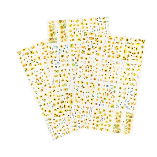 Vaguelly Sunflower Nail Art Stickers 3 Sheets Large Yellow Watermark