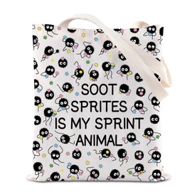 Soot Sprites Merchandise Tote Bag Anime Movie Character Lover Canvas Bag Black Soot Balls Gift Kawaii Star Soot Gift For Fans (SootAnimalTS-CA)