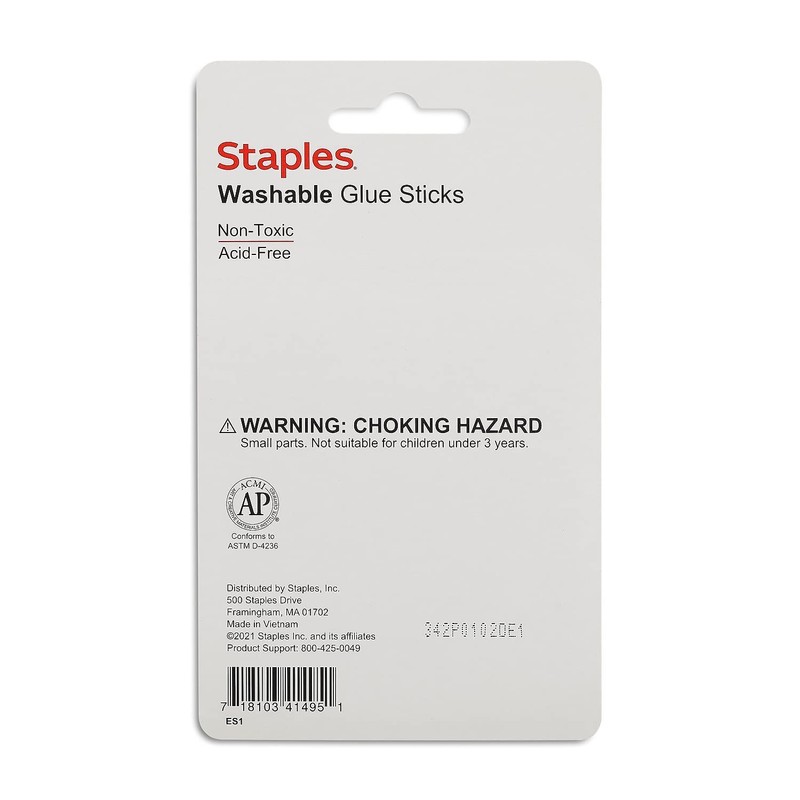 Staples Washable Glue Sticks .26Oz 4/Pack