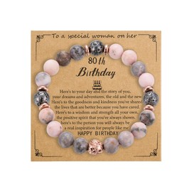 80th Birthday Gifts for Women Bracelets 80 Year Old Natural Stones Happy Birthday Bracelets for Mom Women (80th)