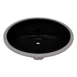 Ruvati 16 x 13 inch Undermount Bathroom Sink Black Oval Porcelain Ceramic with Overflow - RVB0618BK
