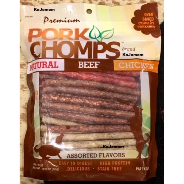 PORK CHOMPS 50 Ct Assorted Munchy Sticks Dog Treat Chew