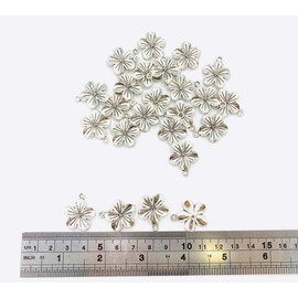 50pcs Antique Silver Plated Flower Charms Pendants for DIY Bracelets Necklace, Jewelry Findings Making Accessaries(Z24)
