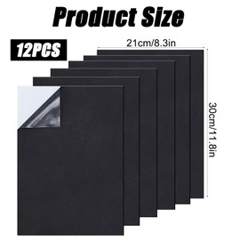 Editbar 12 Stück Selbstklebend Schaumstoffplatte, 1mm Schwarz Moosgummi Selbstklebend Platten,EVA Schaumstoff Antirutschmatte für Möbel, Schmuckkästchen, Kunsthandwerk(21cm*30cm)