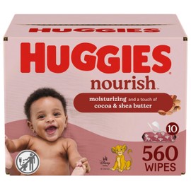 Huggies Nourish Scented Baby Wipes, 10 Push Button Packs (560 Wipes Total)