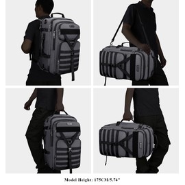 WITZMAN Carry On Travel Backpack for Men Large Convertible 45L Duffle Bag fit 17 Inch Laptop Airline Approved （B688 Silvery Grey）