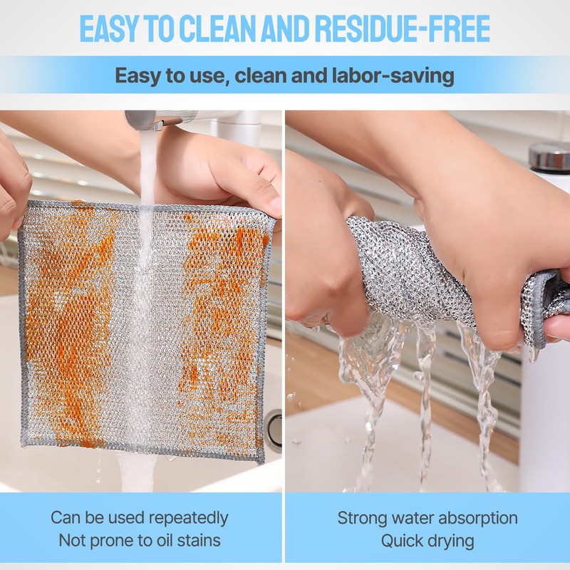 YIGAARUI Wire Dishwashing Cloth Non Scratch Dish Scrubbing Cloth，Multipurpose Wire