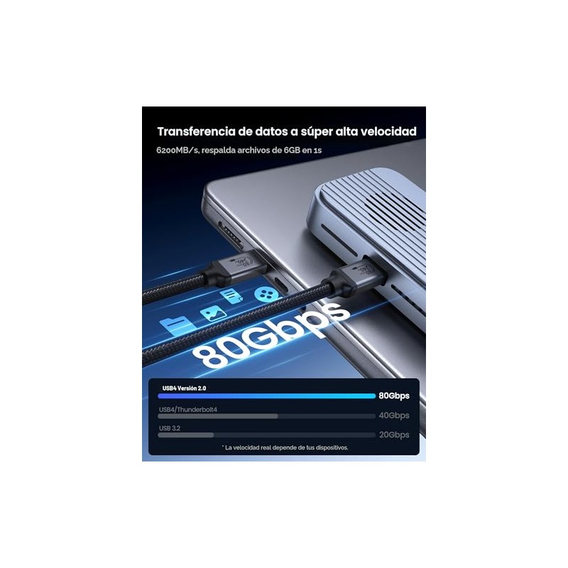 Cable Certificado Silkland USB 4 para Thunderbolt 5 de 5