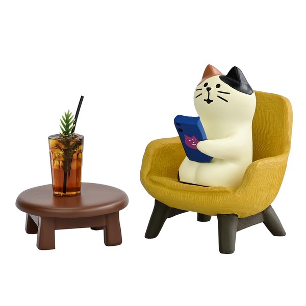 Mevodeata Cute Cat Playing Phone on Sofa and Drinking Coffee