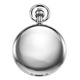 TREEWETO Unisex Pocket Watch with Chain Analogue Hand Winding Antique Skeleton Roman Numerals Silver, Silver058, Classic